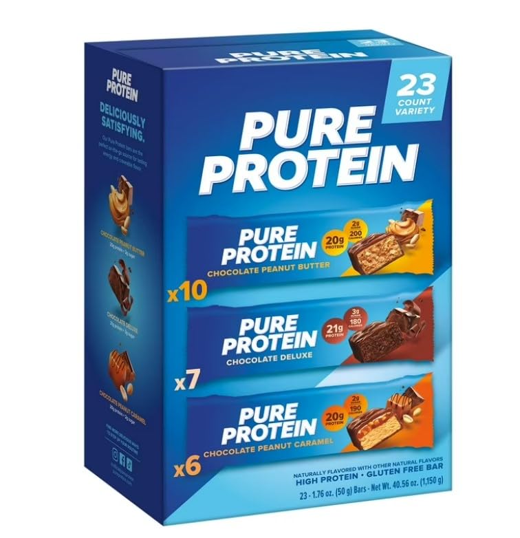 Pure~Proteins Bar, Nutrient Rich Snacks with High Protein for Energy Support, Minimal Sugar, Gluten-Free, Variety Pack 20g Protein, BULK ~ (23 Pack) ~ (1 Pack - Mix).