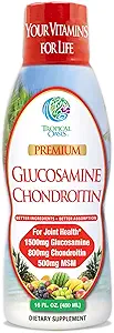 Tropical Oasis–Premium Liquid Glucosamine Chondroitin & MSM- Liquid Joint Support Formula 1500mg Glucosamine, 800mg Chondroitin, & 500mg MSM - 16 Fl Oz