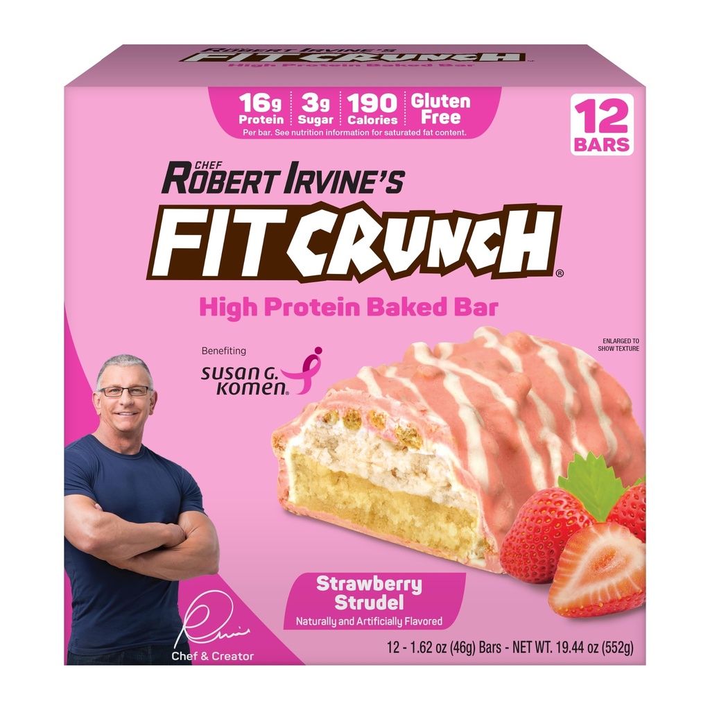FitCrunch 16g High Protein Baked Bar, Strawberry Strudel, 12ct