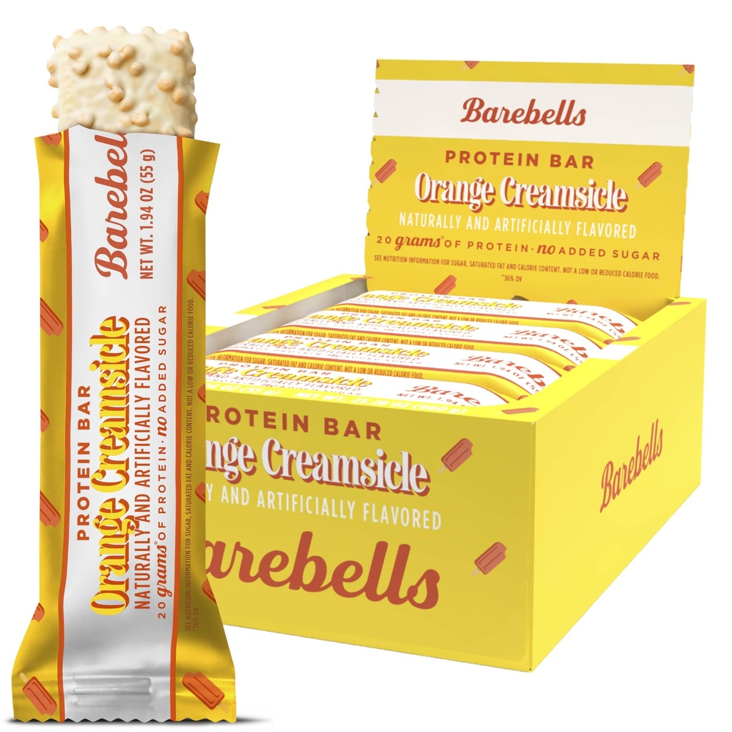 Barebells Orange Creamsicle Protein Bar – 20g Protein – No Added Sugar – 12 x 55g High Protein Snack – Post Workout Snack