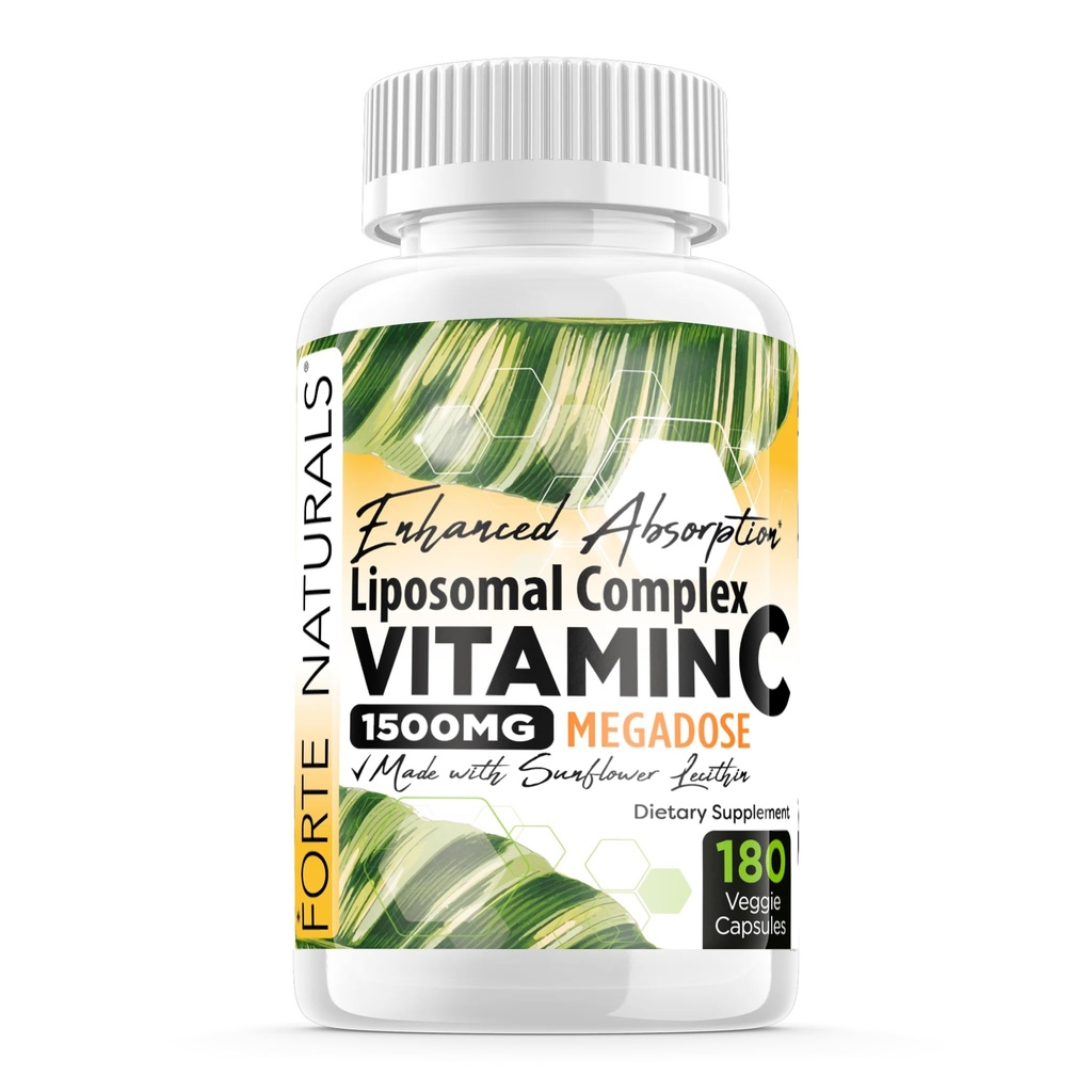 Højdosis Vitamin C 1500mg Liposomal C Kompleks tillæg med solsikke Lecithin kapsler Kosttilskud Claged Milk Solsikke Lecithin 180 Kapsler Celebration Vitaminer
