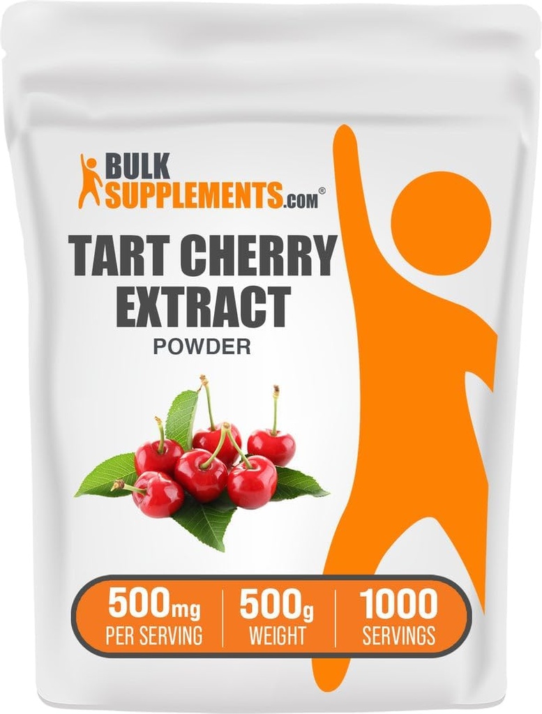 BulkSupplements.com Tart Cherry Extract Powder - Tart Cherry Supplement, Urte Supplement - Antioxidant Kilde, Gluten Free, 500mg per Serving, 500g (1.1 lbs) (Pack of 1)