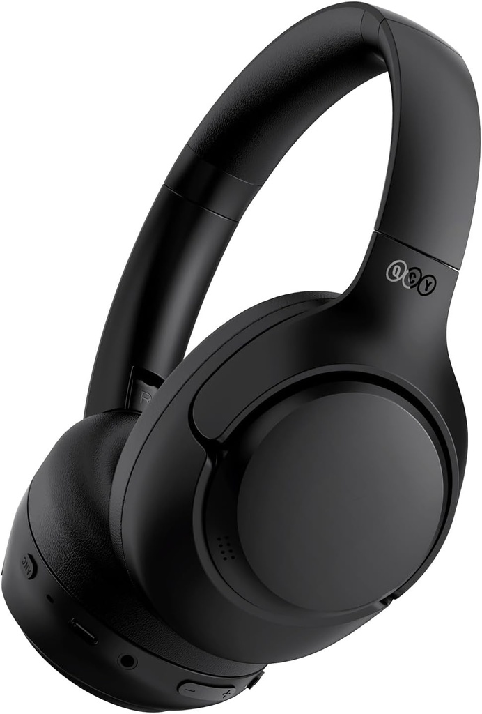 QCY H3 ANC Bluetooth hovedtelefoner Over øre, aktiv støj Annullering Bluetooth 5.4 Hovedtelefoner med mikrofoner, Hi-Res Audio Sound, Multipoint Connection, 60H Playback, Custom EQ via App (Sort)