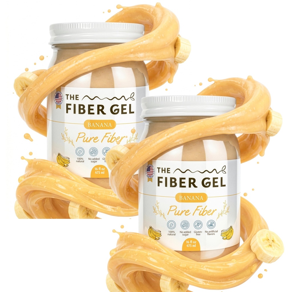 The Fiber Gel High Dietary Fiber Prebiotic Gel Formula — 100% Natural & Clean Label — Plant-Based Psyllium Husk & Inulin Complex — Keto Friendly, Vegan, No Added Sugar — Banana, 32 oz