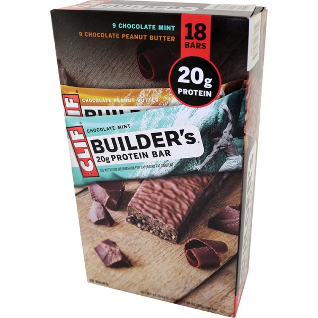 2 set- Clif Builder’s Protein Bars Variety 9 Pack Mint & 9 Peanut Butter