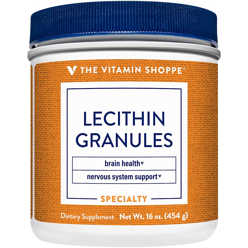 Vitamin Shoppe Lecithin Granulater - Naturlig kombination af essentielle fedtsyrer til støtte for hjerne & nerve funktion, 100% sojabaseret, En gang dagligt (16 ounces pulver)