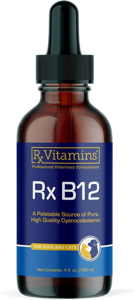 RX vitaminer B12 til hunde og katte - Hundefordøjelsesstøtte til forbedret metabolisk proces - Pure B12 til katte til at støtte nervesystemet - Ideel til dine hunde vitaminer og katte forsyninger - 4oz