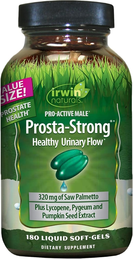 Irwin Naturals Prosta- Strong - 180 Softgels - Prostate Health Support med Saw Palmetto, Lycopene & Pumpkin Seed - Understøtter urinstrømmen