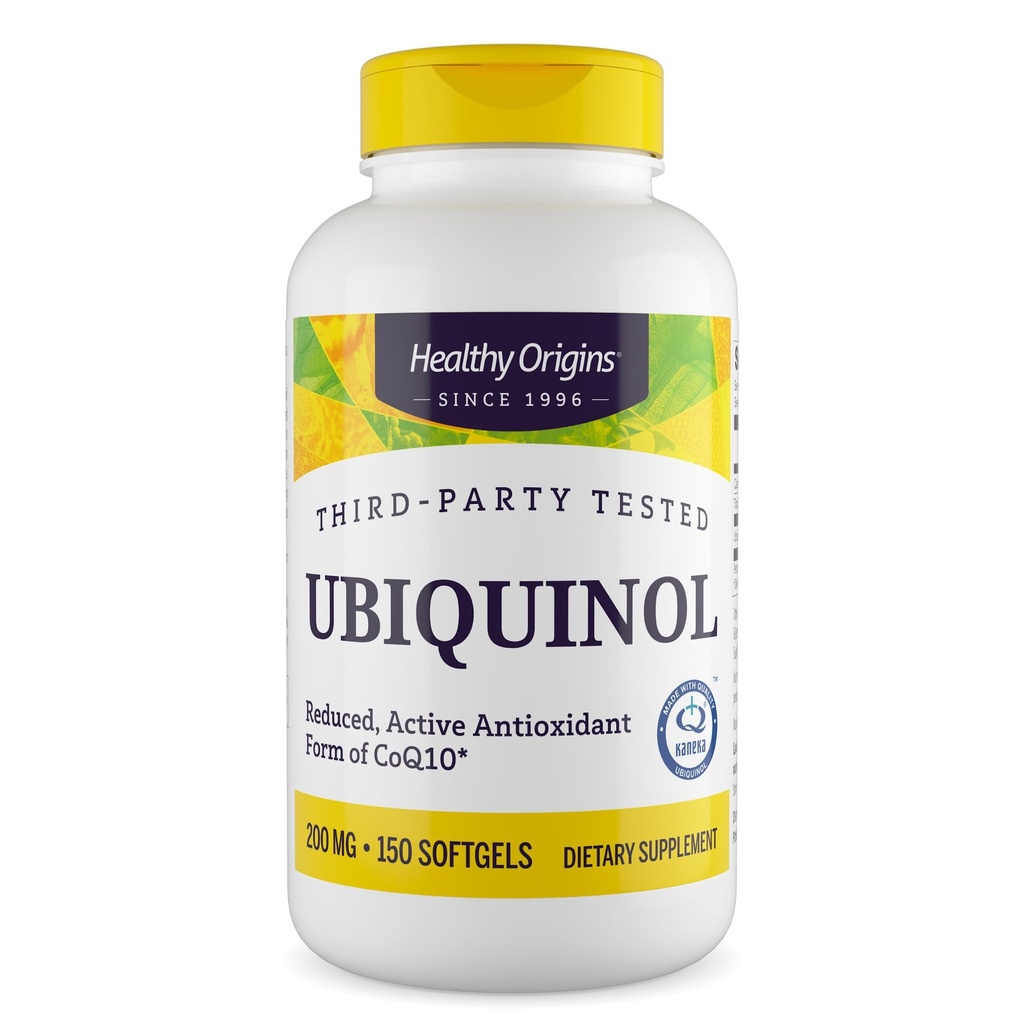 Sund oprindelse Ubiquinol (Aktiv form af CoQ10), 200 mg - Kaneka Ubiquinol Kosttilskud til hjertesundhed & antioxidant - Gluten- Free & non- GMO supplement - 150 Softgels