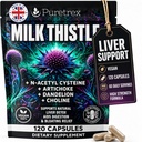 Milk Thistle Supplement - 120 Vegan Capsules, Advanced Liver Support Complex with NAC, Artichoke, Dandelion, Choline, Turmeric & BioPerine, Liver Detox, Cleanse, Bloating Relief & Digestion