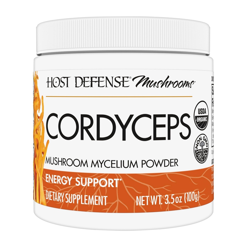 Host Defense Cordyceps Powder - Immun & Energy Support - Nyre Health Supplement med Cordyceps Mushrooms - Fitness Support til Hjælp Oxygen Optagelse - 3.5 oz (66 Servere) *