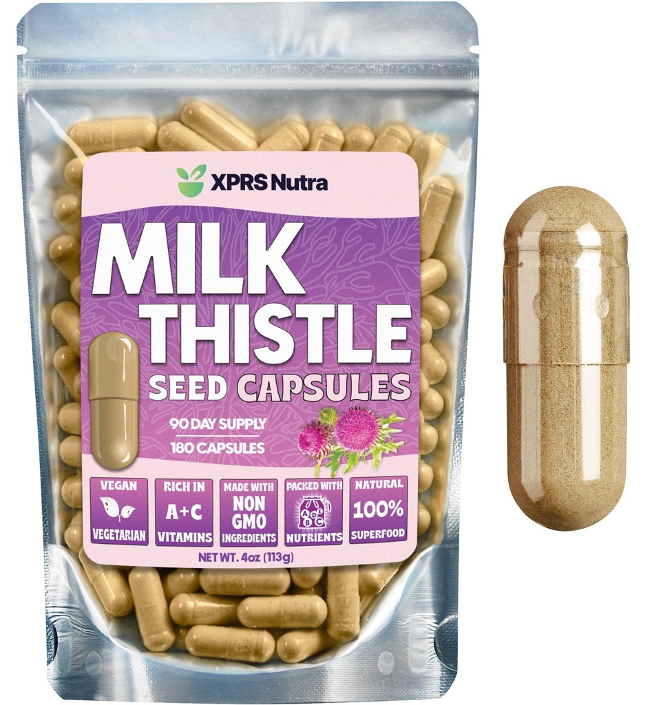 Mælk Thistle Seed Kapsler - 180 Greve (3 måneders Tilgang) Premium Milk Thistle Supplement Rich i Silymarin til støtte for lever og fordøjelse - Rene, non-GMO Cardo Mariano Milk Thistle Pills
