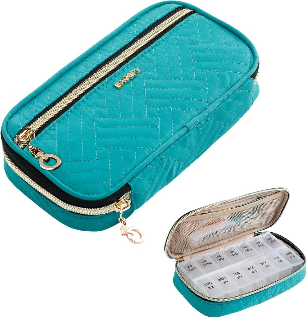 BAGSFY Pill Organizer sag 2 gange en Day- Ugentlig Medicin Travel Pill Box med flytbar 7 dages medicin sag Container for Fish Oil, Vitamin, tillæg