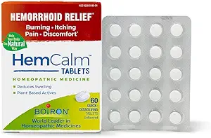 Boiron Hæmogloid Relief Tablets for Itchy Burning Pain, Hævelse og ubehag, Hvid, 60 Greve