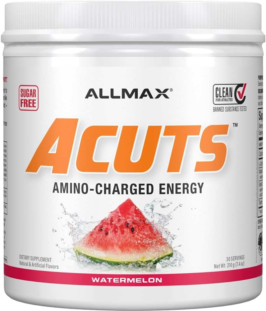 ALLMAX Nutrition AMINOCUTS (ACUTS), Amino-Charged Energy Drink med Taurine, L- Carnitin, Green Coffee Bean Extract, Watermelon, 30 Servere