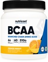 Nutricost BCAA Powder (Orange Mango, 60 Servere) - 2: 1: 1 Optimal Ratio, Gluten Free, Non- GMO, Vegetar