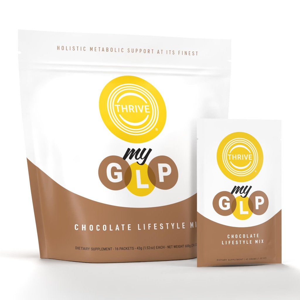 Le-Vel Thrive myGLP – Advanced Metabolic & Muscle Support with myHMB®, Berberine, and Probiotics – Vegan-Friendly Protein + Fiber Blend, 16 Packets (16 Packets (1.5 Pounds), Chocolate)