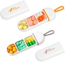 Toplive 2 Pack Travel Pill Organizer, Bærbar Pill Container Mini Daily Pill Organizer, Lille Pill sag Travel Medicine Organizer Pocket Vitamin Supplement Fish Oil Box, White Orange & White Grey