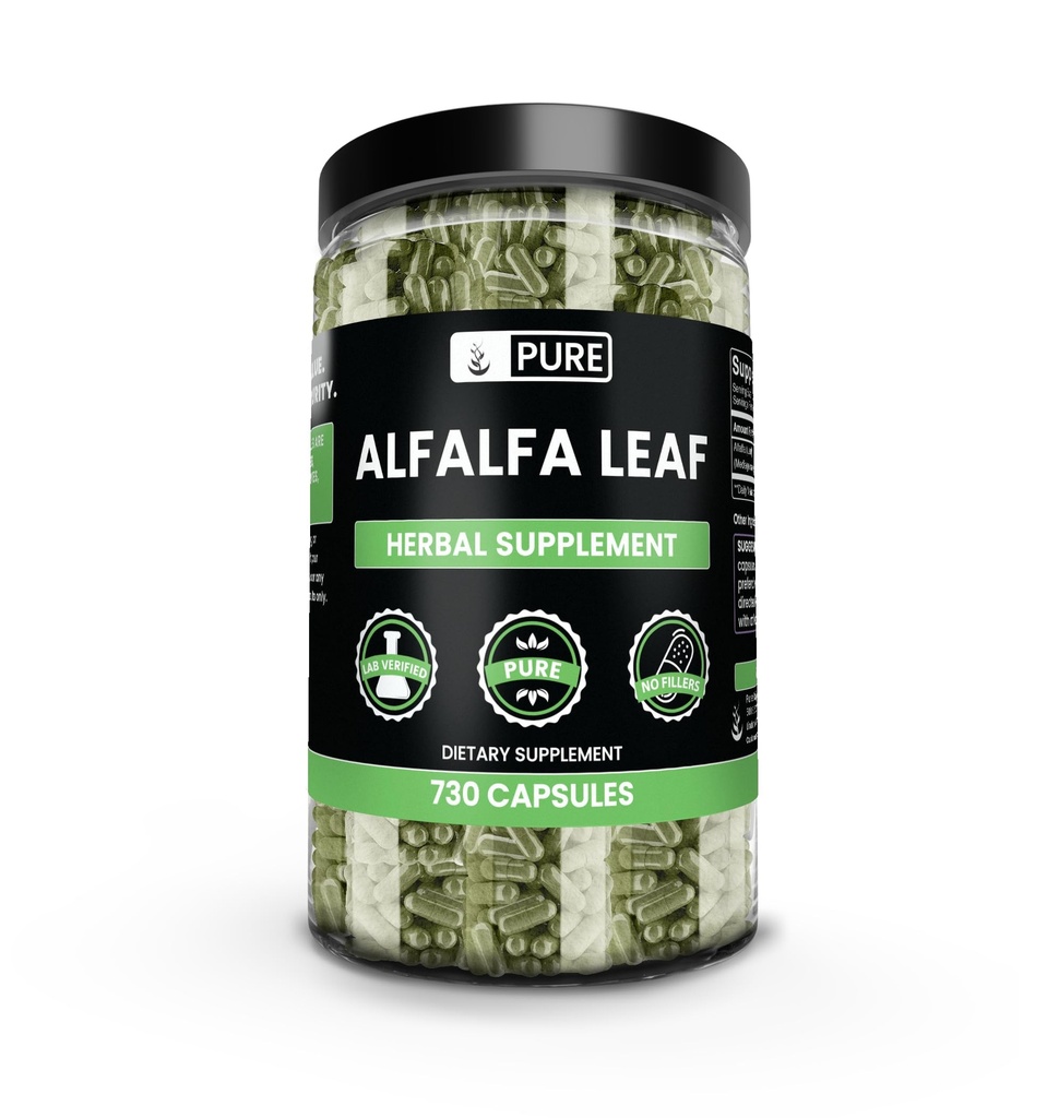 Pure Original Ingredienser Alfalfa Leaf (730 kapsler) Ingen Magnesium eller ris Fillers, Altid Pure, Lab Verified