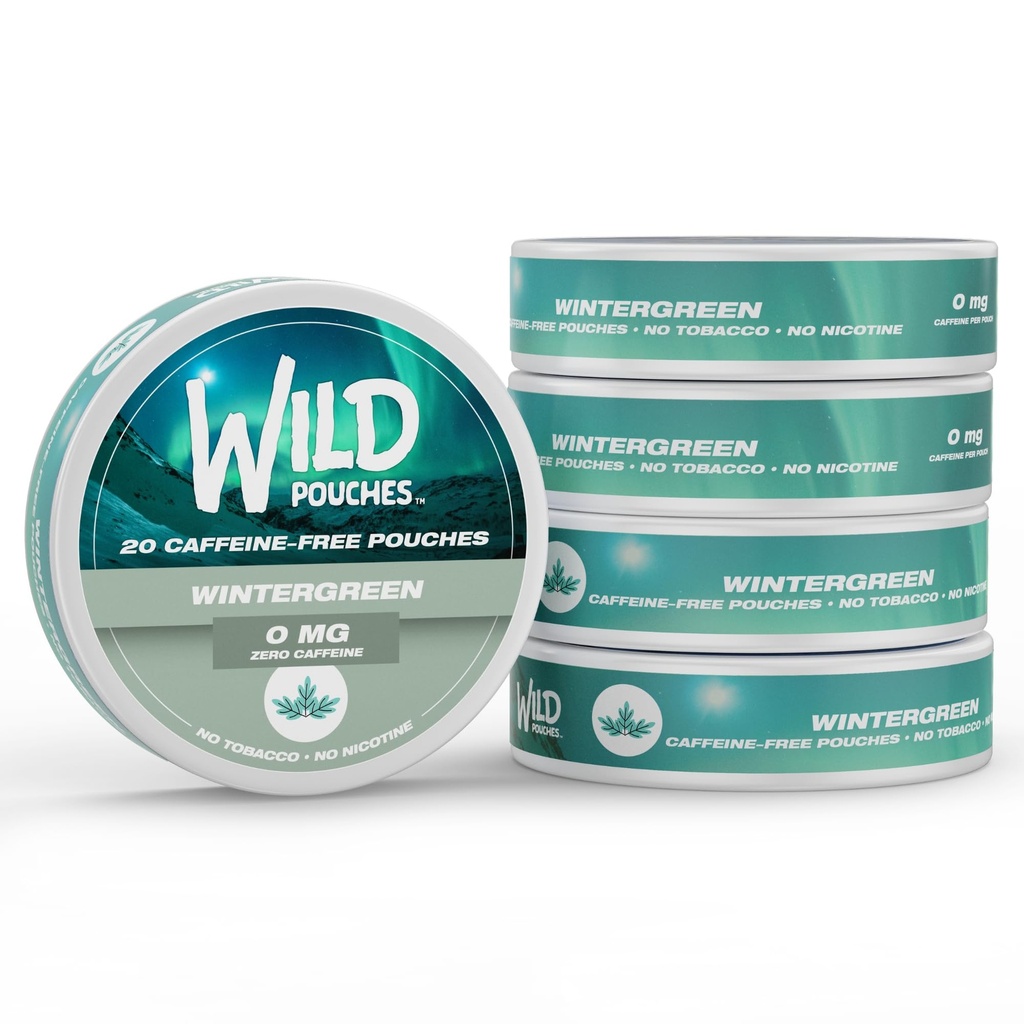 Wild 5 Pack 0mg Nicotine Free Pouches No Caffeine Wintergreen - 20 x Caffeine Free Pouches