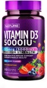 Bygget af Nature Chewable Vitamin D3 5000 IE - D-vitamin supplement tykkere - Sukker Free & Natural Berry Flavor - 60 tabletter