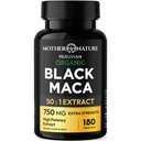 Black Maca Root 50: 1 Extract 37,500mg - 180 Kapsler Organic Peruvian Maca Peruana Supplement for mænd Budd124; High Potency Energy, Mood & Performance Support