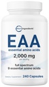 Essential Amino Acids 2,000mg Per Serving, 240 Capsules, All 9 EAAs & BCAAs | Post-Workout Muscle Recovery* | 2:1:1 Leucine, Isoleucine & Valine | Amino Acids Supplements for Women & Men | Non-GMO