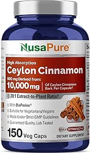 NusaPure Ceylon Cinnamon20: 1 Extract, 500 mg Ækvivalent med 10. 000 mg Per Caps