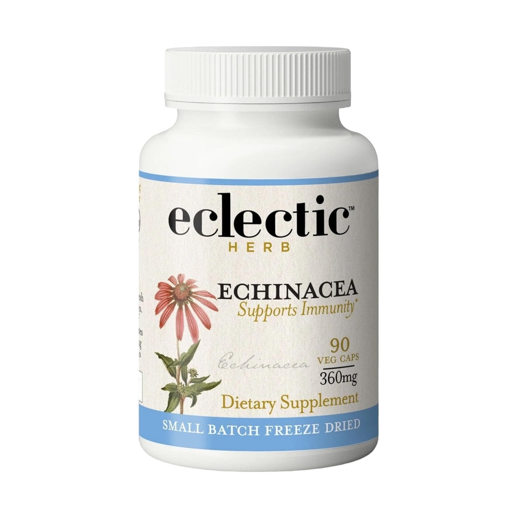 Eclectic Herb - Organic Echinacea Purpurea Root Capsules | Echinacea Root Supplement | Potent Immune Support | US-Grown, Vegan, Non-GMO, Gluten Free (90 CT | 360 mg)