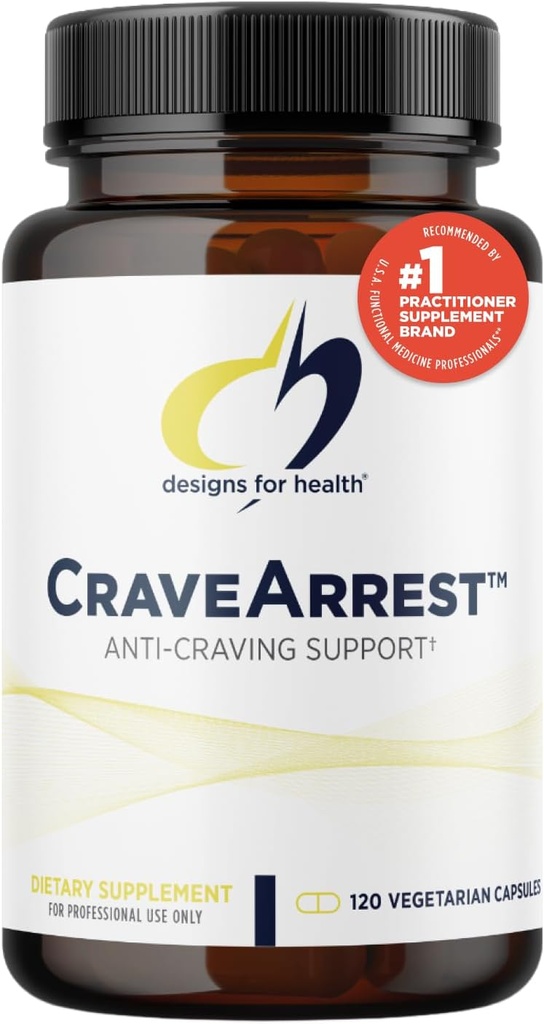 Design til sundhed CraveArrest - L-Tyrosine Anti- Craving Support Supplement med 5-HTP, B6, Rhodiola, B12 - Designet til Serotonin + Dopamin Support (120 kapsler)