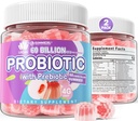 2Pack Probiotic + Prebiotics Gummies Sugar Free 60 Billion CFU, 11 Strains Probiotics Filled Gummies for Women Men Digestive Health and Gut Health, Supports Constipation, Diarrhea, Gas & Bloating