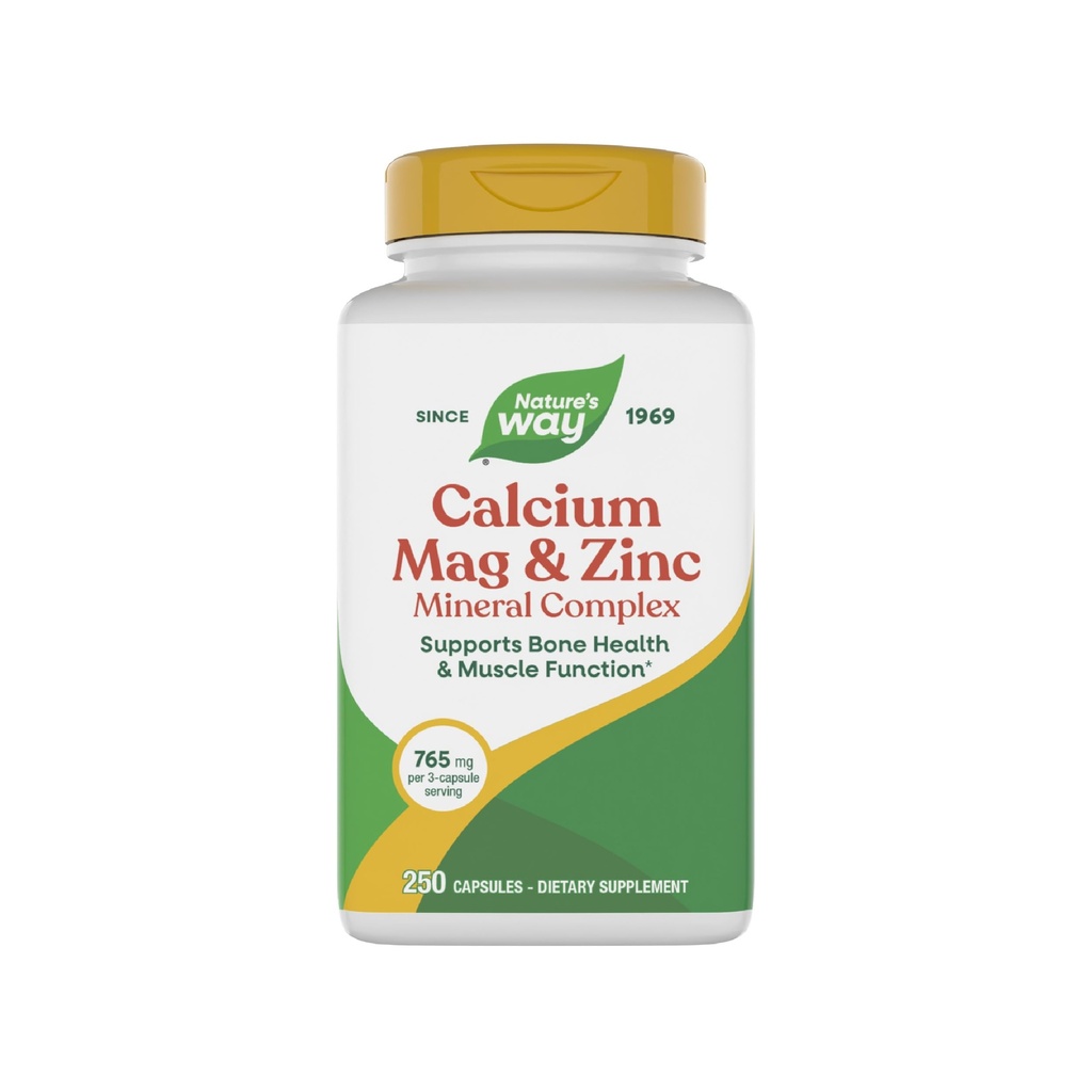 Nature 's Way Calcium Magnesium & Zink Mineral Complex, Understøtter ben sundhed & muskelfunktion *, immunforsvar *, 250 kapsler (Packaging May Vary)