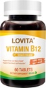 Lovita Vitamin B12 1000 mcg (B12 Vitamin som Cyanocobalamin), Timet Release B12, Vegan- Friendly, Understøtter Nervesystemet, 60 Vegetariske tabletter (2 måneder Tilgang)