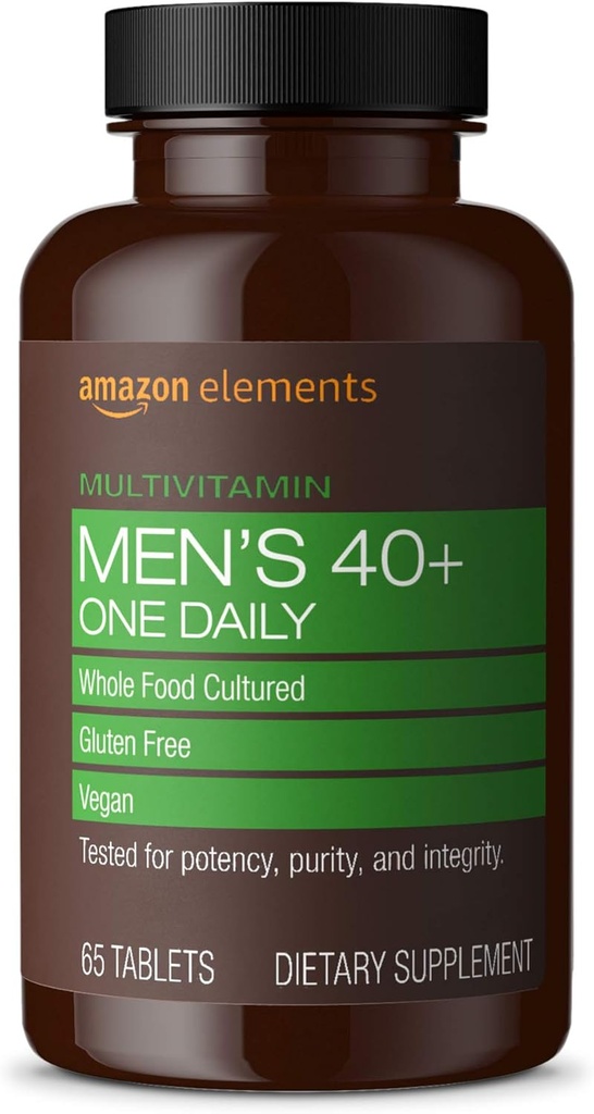 Elementer Mænd 40 + One Daily Multivitamin, Vegan, 65 tabletter, 2 måneders forsyning (Emballage kan variere)