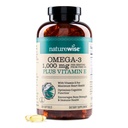 NatureWise Extra- Strength Omega 3 Fish Oil Supplement - 1000 mg per servering - 600 EPA & 400 DHA og E-vitamin - Støtte til hjerte & hjerne sundhed - Lemon Flavor, GMO- Free - 360 Softgels [6-måned Supply]