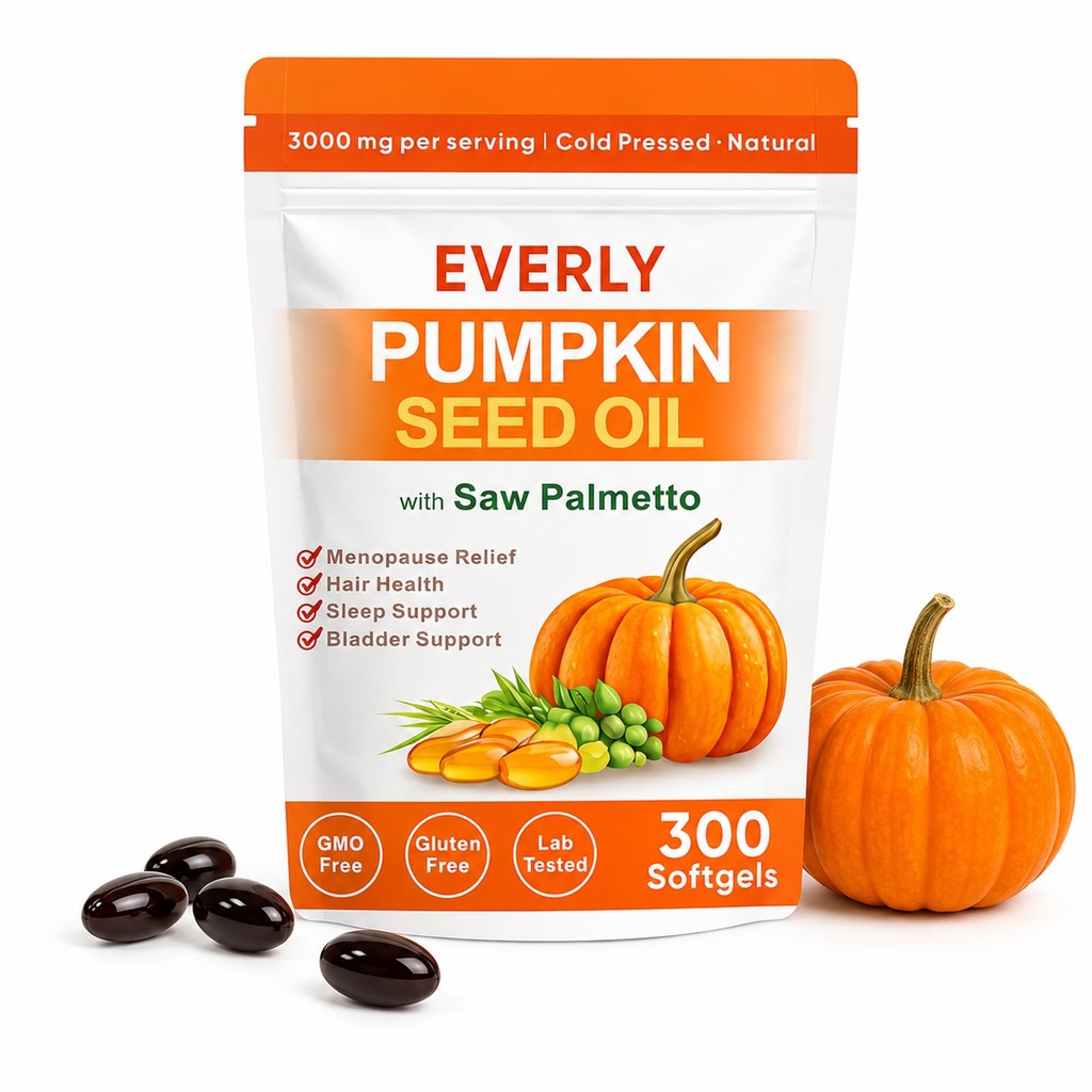 Seed Oil with Saw Palmetto, 300 Softgels, Cold Pressed Pumpkin Seed Oil