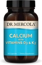 Dr. Mercola Calcium med Vitaminer D3 & K2 - Understøtter Bone & Heart Health * - Calcium med Vitaminer D3 & K2 - Æggebånd-Derived - Non- GMO, Gluten- Free & Soy Free - 90 kapsler (90 Servere)