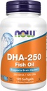 NOW Foods Supplements, DHA-250 with 125 EPA, Molecularly Distilled, Supports Brain Health*, 120 Softgels