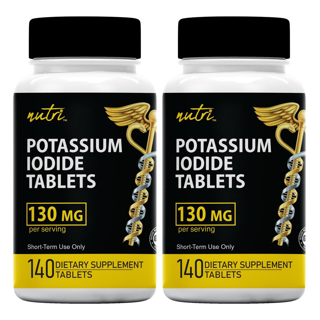 Kaliumiodidtabletter (pakning med 2) 130mg - 280 tabletter EXP 10 / 2032 - YODO Naciente - KI piller - Yoduro de Potasio - Nutri kosttilskud