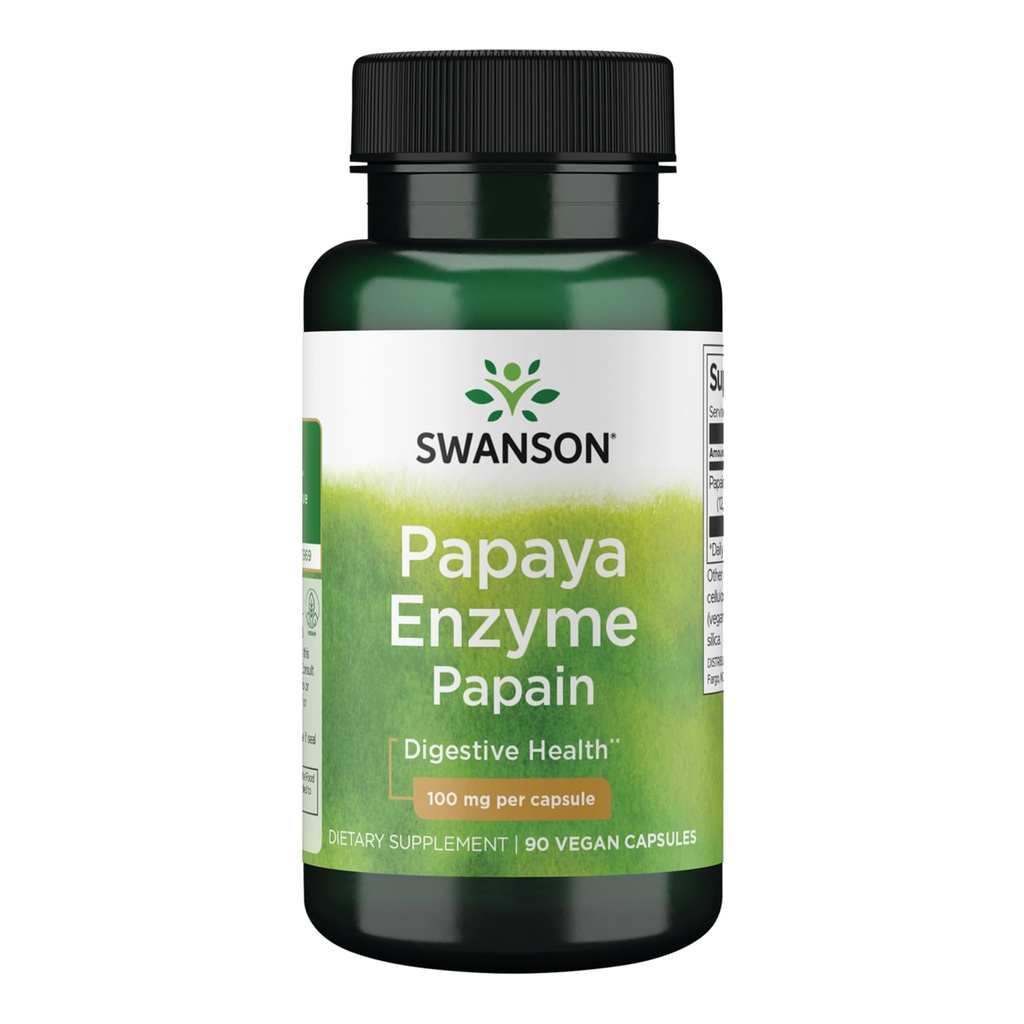 Swanson Papain Papaya Enzyme 100 Milligram 90 Veg kapsler