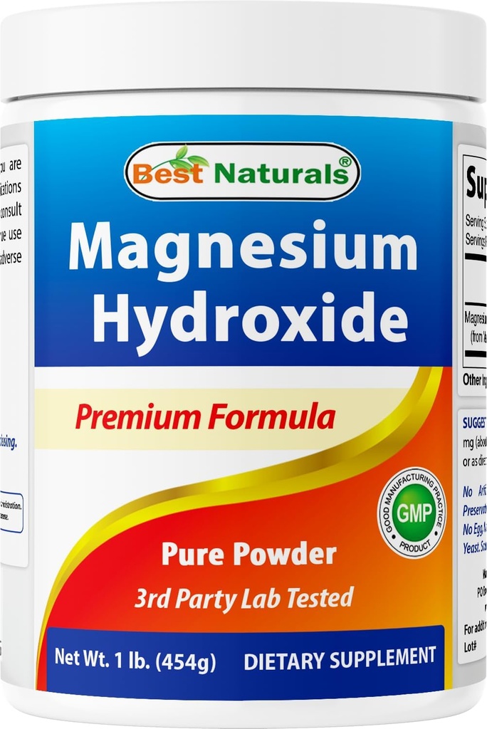 Bedste Naturals Magnesium Hydroxid Powder - 380mg af elementært Magnesium per servering - 454 Servere per Cotainer - 1 Pund