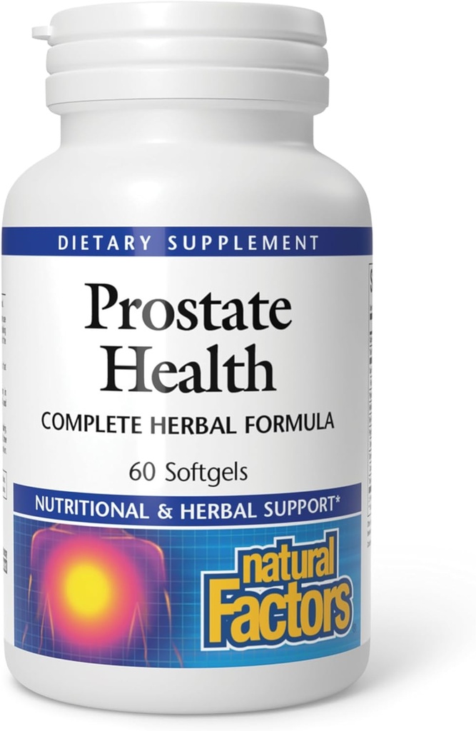 Naturlige faktorer, Prostate Health Formel, Urtestøtte til en sund prostata med Saw Palmetto og gurkemeje, 60 softgel (60 portioner)