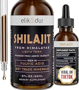 Shilajit Resin Organic Liquid Supplement, Shilajit Himalayan Organic, Shilajit Liquid Drop, Shilajit Drop Contain 85 Trace Minerals, Alternative to Resin & Capsules, 60 ml