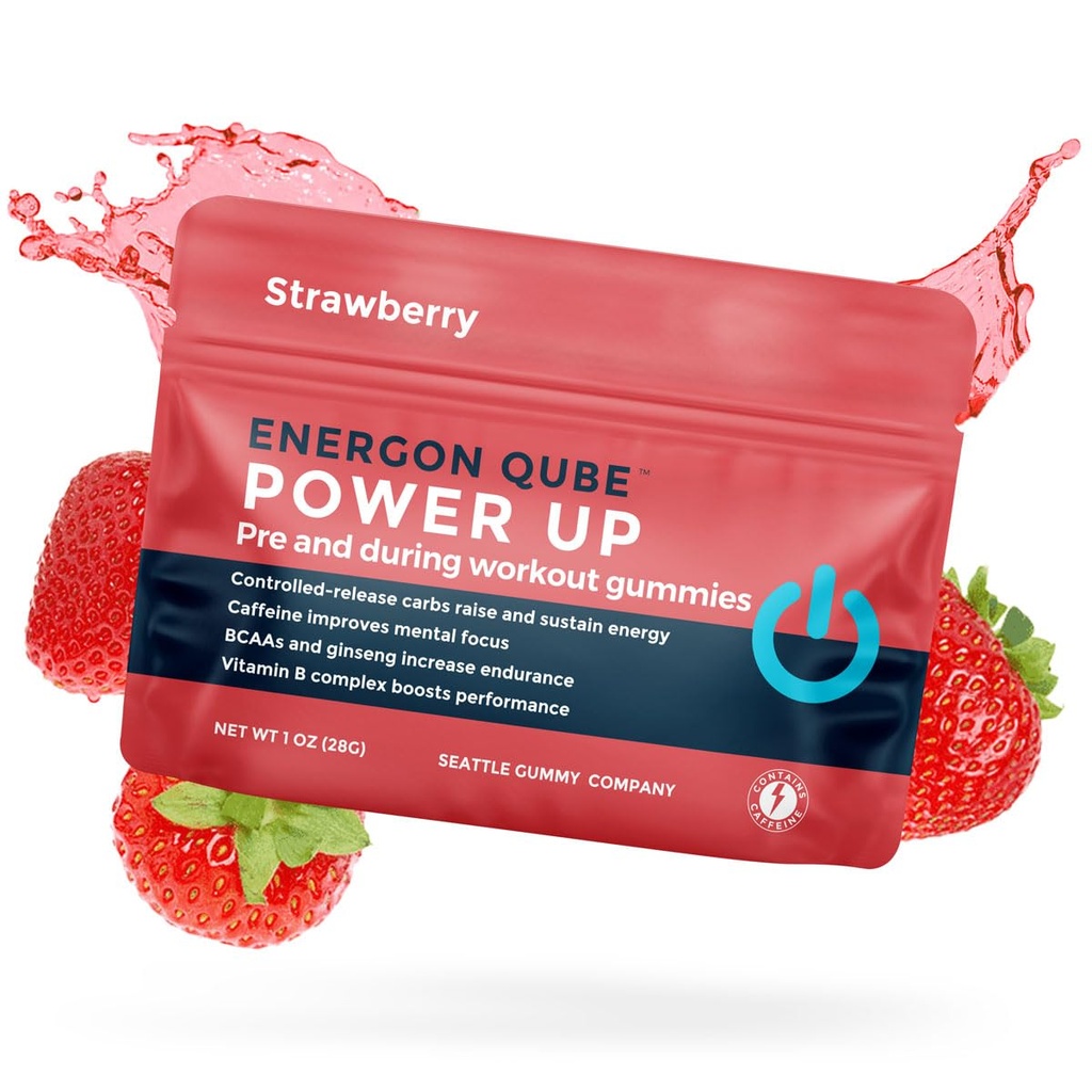 SGC Power Up Pre-Workout Gummies – Endurance Gummies for Sustained Energy, Focus, and Recovery | BCAAs, Ginseng, Caffeine | Preworkout Gummies for Performance | Strawberry