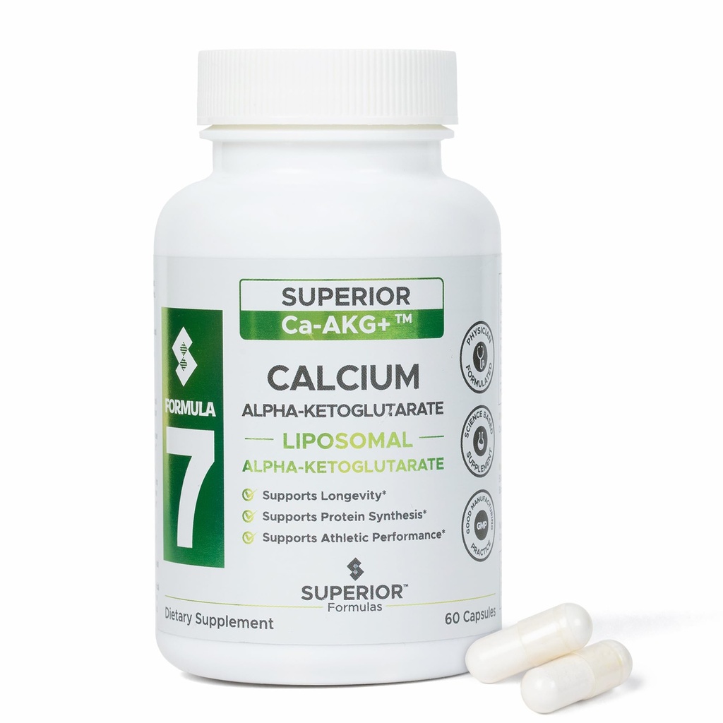 Superior Formulas Liposomal Alpha-Ketoglutarate (AKG) 1100 mg Serving – Cellular Energy & Healthy Aging Support – Physician Formulated – Made in USA – 60 Vegetarian Capsules – Non GMO, Gluten Free