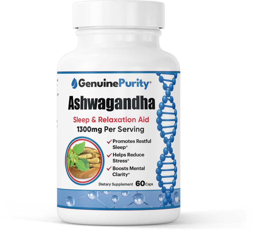 Organic Ashwagandha Supplement - 60 Vegan Capsules of Ashwagandha Root Extract with Black Pepper for Better Absorption - Support Relaxation, Calm Mood & Sleep Quality