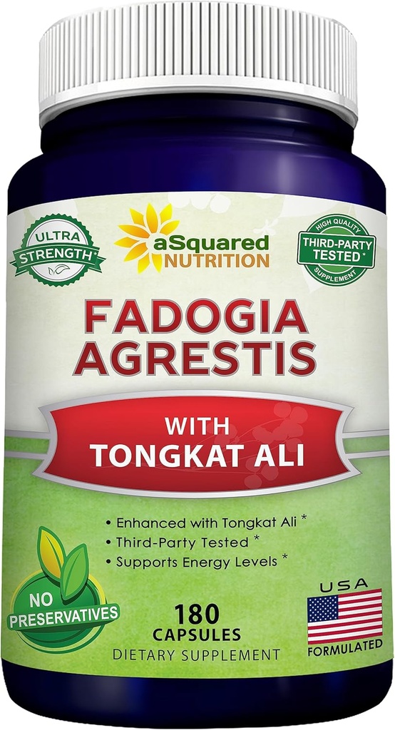 aSquared Nutrition Fadogia Agrestis 600 mg og Tongkat Ali 400mg tillæg (180 kapsler) - Fadogia Agrestis Extract & Powder Complex piller til mænd og kvinder