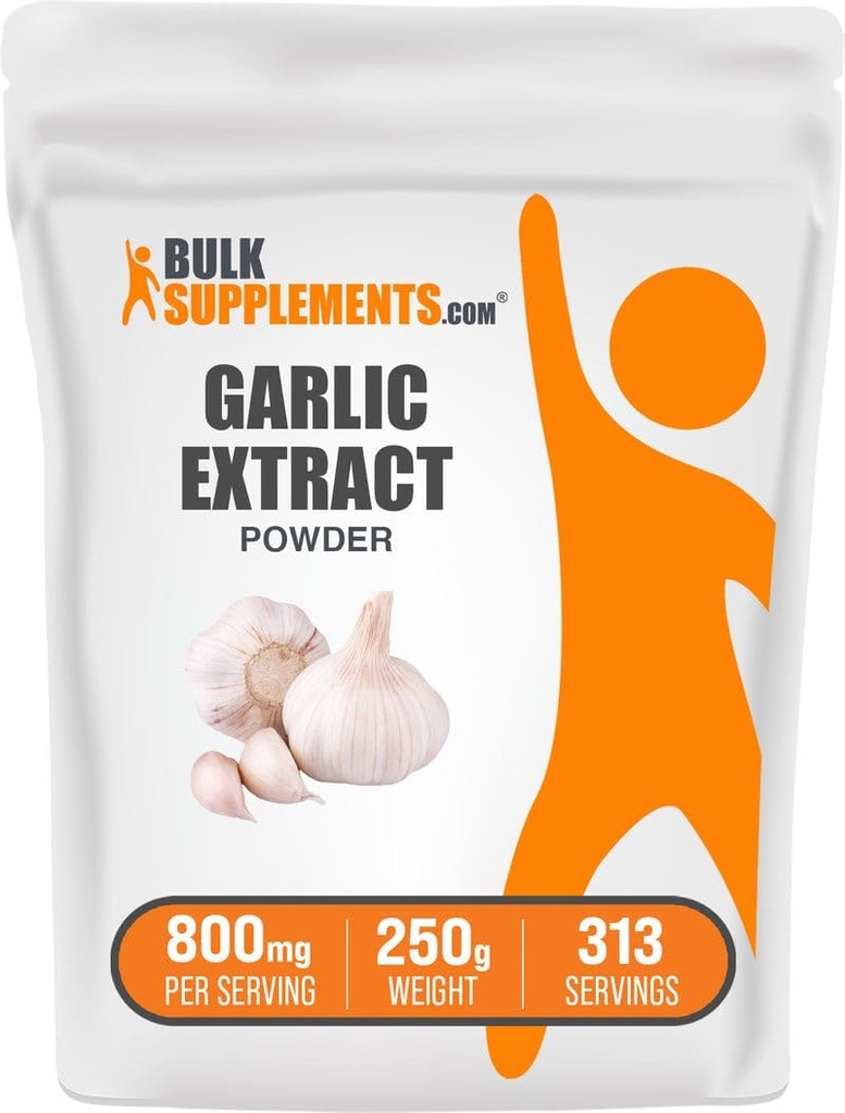 BulkSupplements.com Hvidløg Uddrag Pulver - Hvidløg Supplement, Urte Supplement, Allium Sativum - Urte & Gluten Free, 800mg per Serving, 250g (8,8 oz) (Pack of 1)
