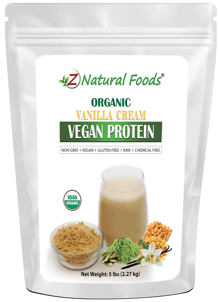 Z Natural Foods Organic Vanilla Cream Vegan Protein Powder 5 lbs
