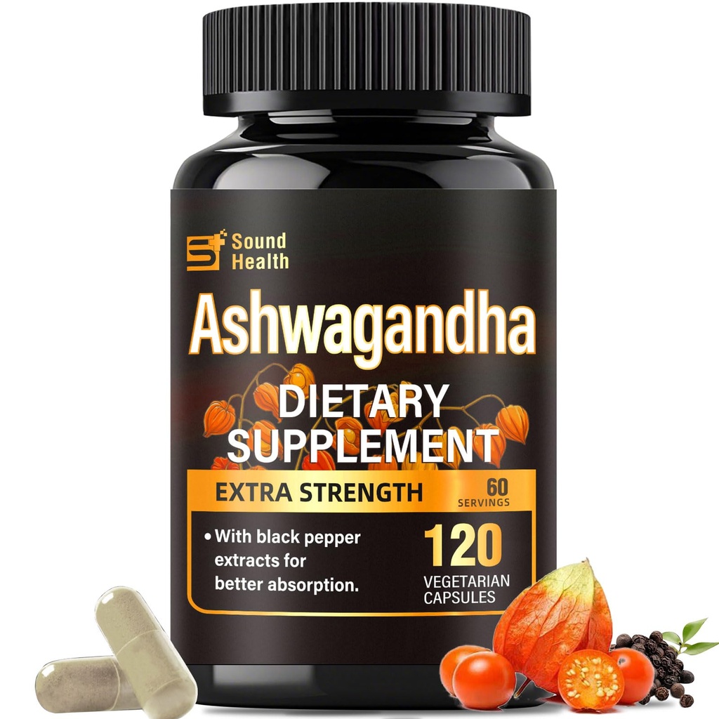 Ashwagandha Capsules Supplements - Ashwagandha for Women & Man, 120 Capsules (60 Servings)
